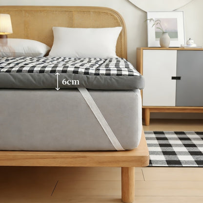 Quilted Mattress Topper Fluffy Flannel Bubble – Breathable Fiber Fill Foldable Sleeping Pad 2.36–3.15" Thick for Twin Full Queen King Bed