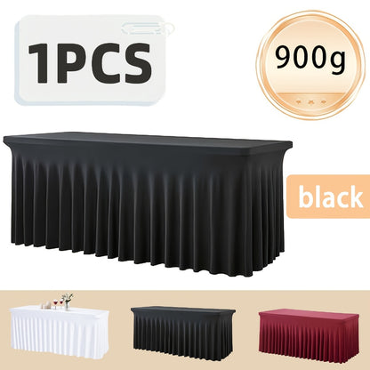 Tablecloth with Skirt for Rectangular Tables – Anti-Wrinkle Table Cover in Black, White & Red, Elegant Table Skirt for Wedding, Birthday, Christmas, Halloween, Thanksgiving & Party Events, 1 or 2 Pack