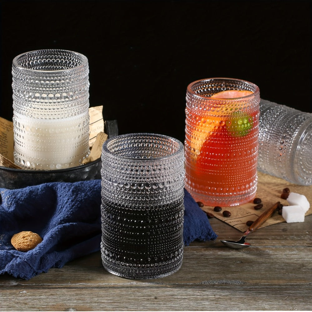 Hobnail Drinking Glasses Set of 6 – 13 Oz Large Clear Glass Cups for Water, Wine & Cocktails