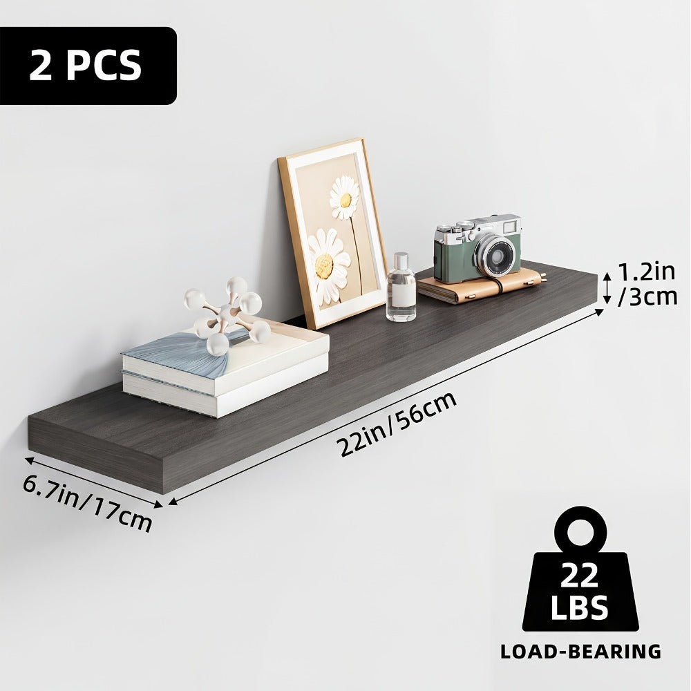 Floating Wall Shelves Set – Wooden Wall-Mounted Shelves for Living Room, Kitchen & Bathroom (2/4/6pcs, 15.7"/19.7"/22")