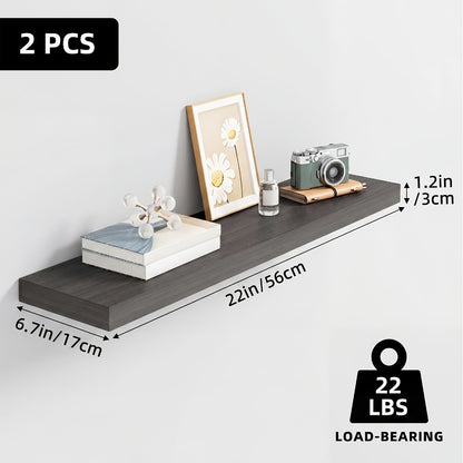 Floating Wall Shelves Set – Wooden Wall-Mounted Shelves for Living Room, Kitchen & Bathroom (2/4/6pcs, 15.7"/19.7"/22")