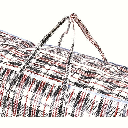 Large Moving Storage Bags 3 Pack Heavy Duty Reusable Zipper Organizer Bags for Clothes Bedding Blankets, High Capacity Checkered Fabric Bags for Home Moving Closet Organization Holiday Decor Storage