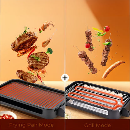 Indoor Electric Smokeless Grill 1500W – Raclette Table Grill with 3 Mini Pans, 16x9" Non-Stick Detachable Plate, Dishwasher Safe, Portable for Home Kitchen