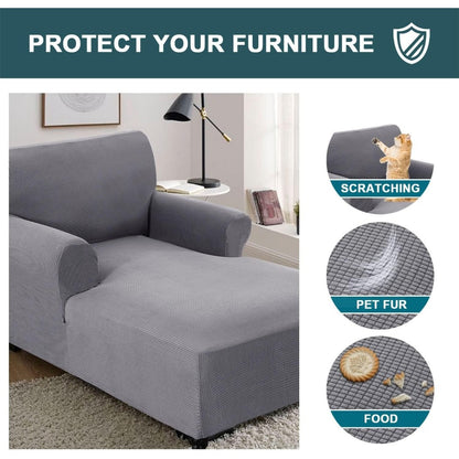 Chaise Lounge Cover Stretch Slipcover Jacquard Fabric Chair Sofa Protector for Living Room Bedroom Machine Washable Multi-Color