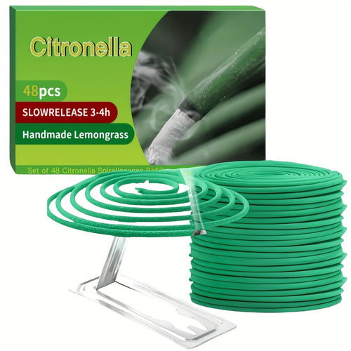 Citronella Incense Coils 48pcs with Holder – Lemongrass Mosquito Repellent for Outdoor Patio Pool Porch Deck Camping Hiking