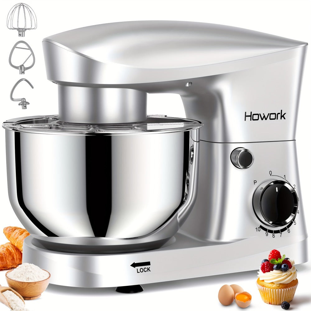 Stand Mixer 5QT, 10-Speed Electric Kitchen Mixer with Dough Hook, Flat Beater, Wire Whip & Pouring Shield — Dishwasher-Safe Attachments for Baking, Bread, Cake & Cookie Dough