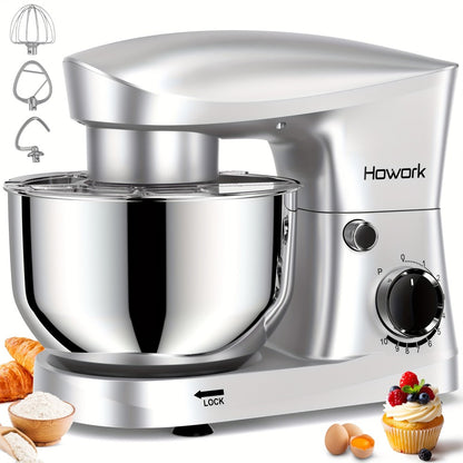 Stand Mixer 5QT, 10-Speed Electric Kitchen Mixer with Dough Hook, Flat Beater, Wire Whip & Pouring Shield — Dishwasher-Safe Attachments for Baking, Bread, Cake & Cookie Dough