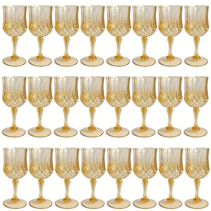 Plastic Wine Glasses 24 Pack – Colorful Shatterproof Goblets for Parties, Weddings & Events – Reusable Vintage-Style Stemmed Cups – Lightweight Bulk Drinkware in Pink, Gold, Blue, Rose Gold & Green