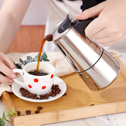 Stainless Steel Moka Pot Italian Espresso Maker – 2/4/6/9 Cup Stovetop Coffee Maker, Straight Style Moka Express for Home, Camping & Outdoor Use, Includes Cleaning Cloth – Professional Espresso Brewer