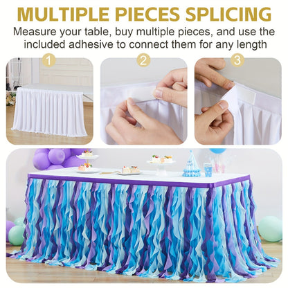 Tutu Table Skirt 6ft – Ruffle Curly Willow Tulle Table Skirt for Rectangle & Round Tables, Birthday Party, Wedding, Baby Shower, Christmas & Halloween Decoration, Multiple Colors