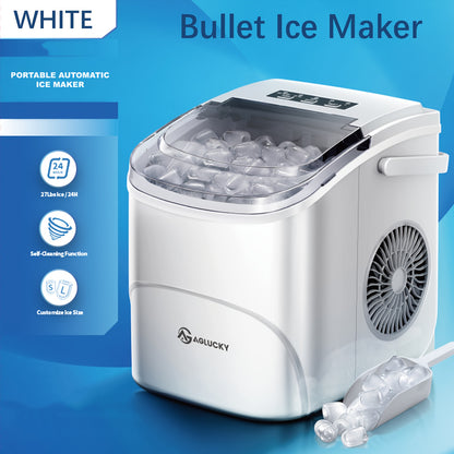Bullet Ice Maker – 26 Lbs Daily Countertop Ice Machine, Self-Cleaning, Includes Ice Scoop & Basket, Available in Green, White, Black & Grey, Perfect Holiday Gift for Home & Kitchen