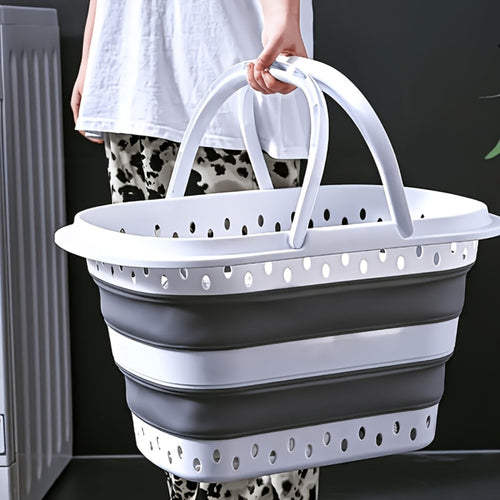 Collapsible Laundry Basket 16 Gallon with Handles – Foldable Plastic Laundry Hamper, Space-Saving Portable Dirty Clothes Basket for Bathroom, Bedroom & Laundry Room