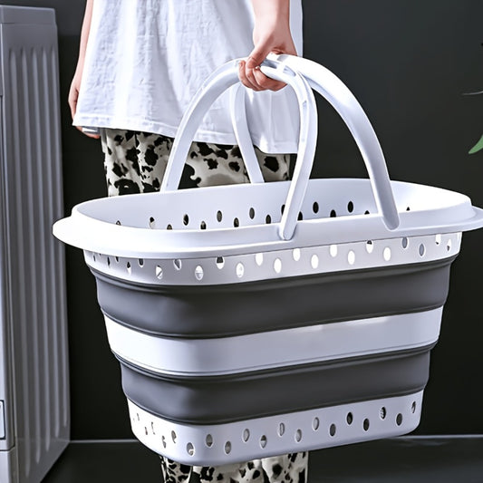 Collapsible Laundry Basket 16 Gallon with Handles – Foldable Plastic Laundry Hamper, Space-Saving Portable Dirty Clothes Basket for Bathroom, Bedroom & Laundry Room