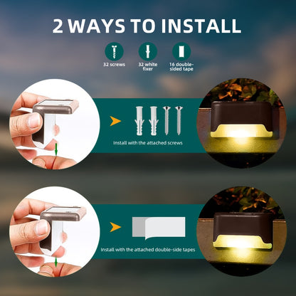 Solar Step Lights IP65 Waterproof – LED Deck Lights for Outdoor Stairs, Fence & Pathway, Auto On/Off Dusk to Dawn, 12-Hour Night Lighting for Garden, Patio, Driveway & Commercial Spaces