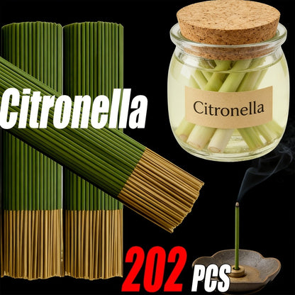 Citronella Incense Sticks 202PCS | 8.66" Essential Oil Infused Sticks for Meditation, Yoga & Aromatherapy – Long Lasting Burn