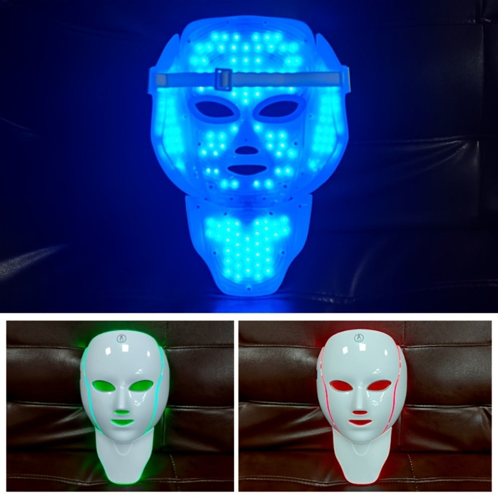 LED Light Therapy Facial Mask 7-Color USB Rechargeable – Face Neck Anti-Aging Acne Rejuvenation Skincare Device, Beauty Instrument Gift for Women, Valentine's Day Mother's Day Birthday
