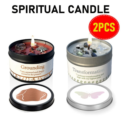 Manifestation Candles Scented Soy Wax with Crystal & Guidance Card for Meditation Yoga Focus | Law of Attraction Abundance Candle | Christmas Birthday Gift for Women