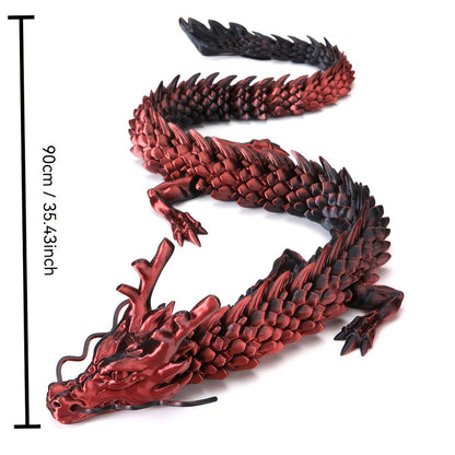3D Printed Dragon 35.4 Inch with Flexible Joints – Articulated Poseable Dragon Figurine for Car Dashboard, Home Decor & Desk Display, Perfect for Christmas, Halloween & Birthday Gifts