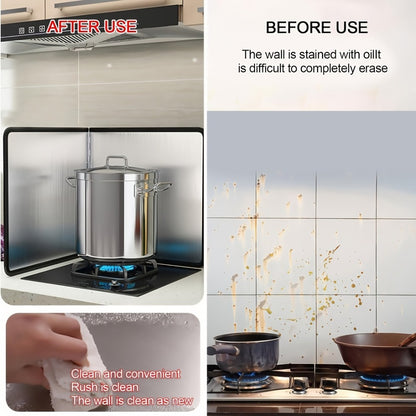 Stainless Steel Splatter Screen 4-Sided Foldable Stovetop Grease Guard - 31.5" Oil Splash Shield for Frying Pan, Gas Range & Induction Cooktop, Heat Resistant Nonstick Kitchen Backsplash Protector