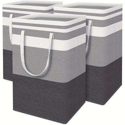Collapsible Laundry Basket 3 Pack 75L – Freestanding Tall Clothes Hamper with Easy-Carry Handles for Bedroom, Bathroom, Family & Dorm – Large Capacity Folding Laundry Bin Set