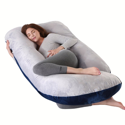 Pregnancy Pillow J-Shape 60 Inch Full Body Maternity Pillow with Velvet Cover – Back Leg Belly Support for Pregnant Women Side Sleeper Body Pillow Multiple Colors
