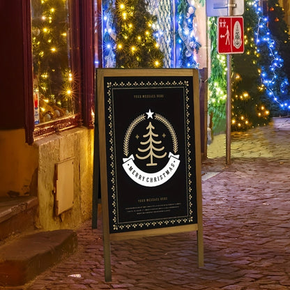 A-Frame Chalkboard Sign Double Sided Magnetic Wooden Standing Blackboard Menu Display Board for Restaurant Coffee Shop Bar Sidewalk Sandwich Board 39x20 Inch