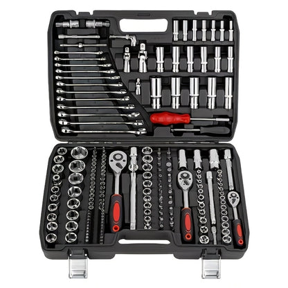 Impact Socket Set 53/54/194/518PCS – 3/8" Drive CR-V Steel | Metric 8-22mm & Imperial 5/16"-3/4" | Complete Socket Kit for Car Repair, DIY & Mechanics | Best Gift for Men