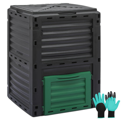 80 Gallon Large Compost Bin Outdoor Tumbler BPA Free Rotating Dual Chamber Composter with Sliding Door for Garden Patio All-Season Fast Working