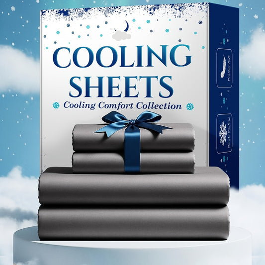 Bamboo Blend Cooling Bed Sheet Set 4pcs – Ultra Soft Breathable Kids Sheets, Deep Pocket Fitted Sheet 18"-24", 2200TC Shrink & Wrinkle Resistant, All-Season Hotel Luxury Bedding, Twin Full Queen King