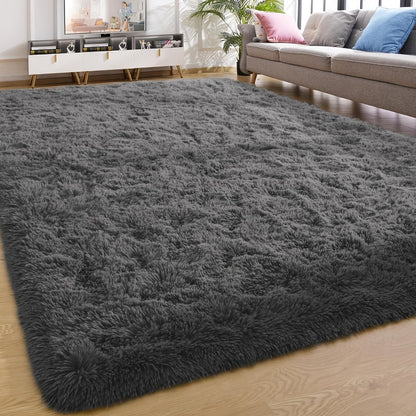 Shaggy Area Rug Soft Plush Fuzzy Carpet Non-Slip Tie-Dye Design for Bedroom Living Room Nursery Dorm — Pet Friendly Machine Washable Multiple Sizes & Colors