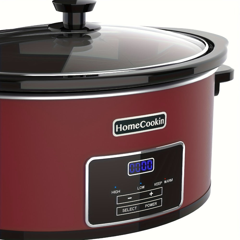 Digital Slow Cooker 6 & 7 Quart Programmable with Non-stick Ceramic Bowl, Countdown Timer & Keep Warm – Oval Glass Lid Crock Pot for Family Meals Soups Stews Holiday Cooking