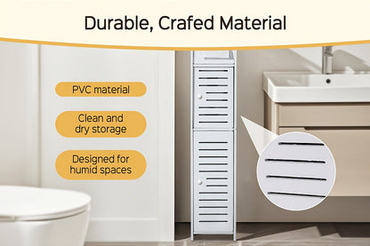 Slim Bathroom Storage Cabinet – PVC Toilet Paper Holder & Organizer for Small Spaces, Easy Assembly, Multi-Room Use, Bedroom & Living Room