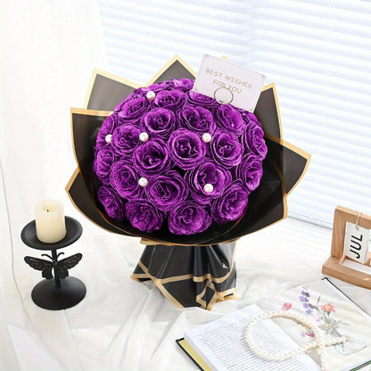 Artificial Flash Rose Bouquet 24/36 Pcs – Simulation Shiny Fake Roses for Wedding, Engagement, Anniversary & Holiday Decorations, Multiple Colors