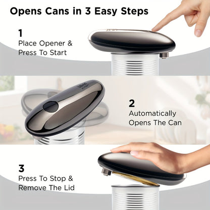 Electric Can Opener One Touch – Automatic 360° Rotation for All Can Sizes, Smooth Safe Edge, Battery Operated, Ideal for Seniors & Arthritic Hands, Kitchen Gadget