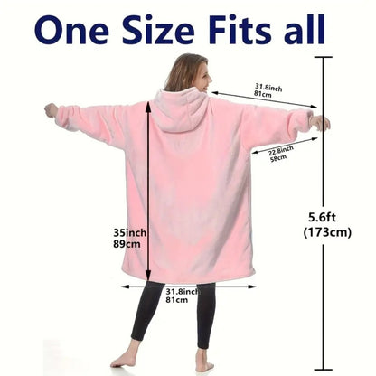 Wearable Hooded Blanket – Reversible Oversized Sherpa Throw with Kangaroo Pocket & Socks, Machine Washable, Christmas Gift, 4 Styles