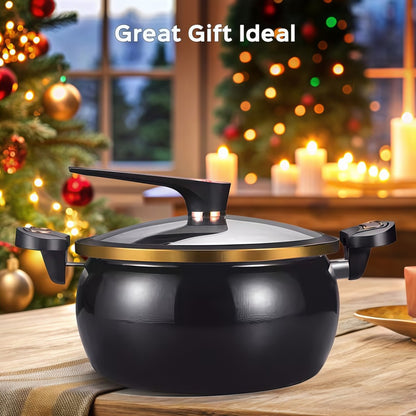 Non-Stick Soup Pot with Twist-Lock Handle | Large Capacity Stew Pot Compatible with Gas Stove Induction Cooker Open Fire | Multi-Function Cooking Pot for Home Restaurant Hotel