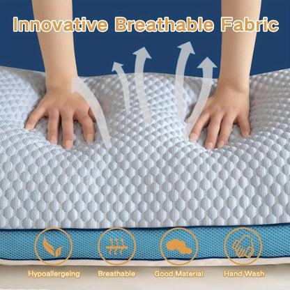 Body Pillow for Adults Full Body Support - Memory Foam Shredded Fill, Washable Pillowcase, 20x54 Inch, White & Grey