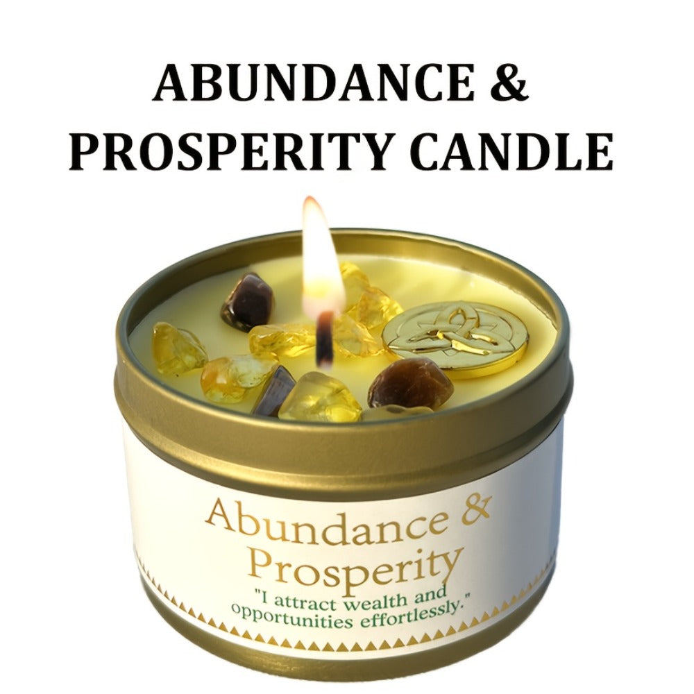 Manifestation Candles Scented Soy Wax with Golden Crystal – Law of Attraction Abundance Candle for Meditation, Yoga & Focus | Spiritual Gift for Women with Guidance Card | Christmas, Birthday, New Year