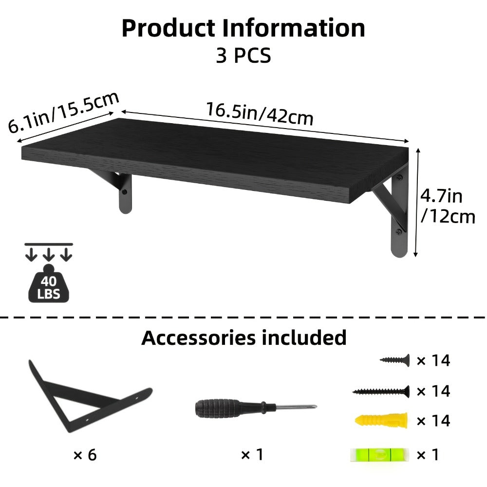 Floating Shelves for Wall – 3 or 6pcs Heavy Duty Farmhouse Wall Shelves for Bedroom, Bathroom, Living Room & Kitchen Decor – Long Ledge Shelf for Storage & Display (Multiple Colors & Sizes)