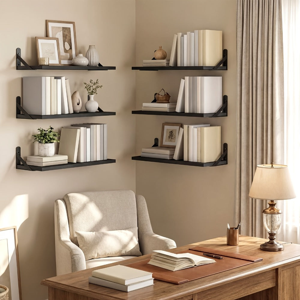 Floating Shelves for Wall – 3 or 6pcs Heavy Duty Farmhouse Wall Shelves for Bedroom, Bathroom, Living Room & Kitchen Decor – Long Ledge Shelf for Storage & Display (Multiple Colors & Sizes)