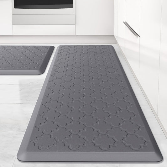 Anti-Fatigue Kitchen Floor Mat – Cushioned PVC Foam Non-Slip Ergonomic Standing Mat for Kitchen, Office, Sink & Laundry, 2 Sizes – Gray & Black