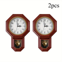 2pcs Mahogany-colored Clock