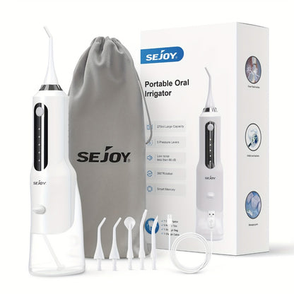 Cordless Water Flosser Dental Oral Irrigator - 5 Cleaning Modes, 5 Jet Tips, Rechargeable Wireless Teeth Cleaner for Deep Gum Care, Plaque Removal & Braces, Home & Travel Dental Gift