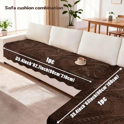 Faux Rabbit Fur Sofa Cover Thickened Quilted Plush Warm Non-Slip Machine Washable Pet Friendly Breathable Sofa Cushion for Living Room Bedroom Office - 2 3 Seater Large