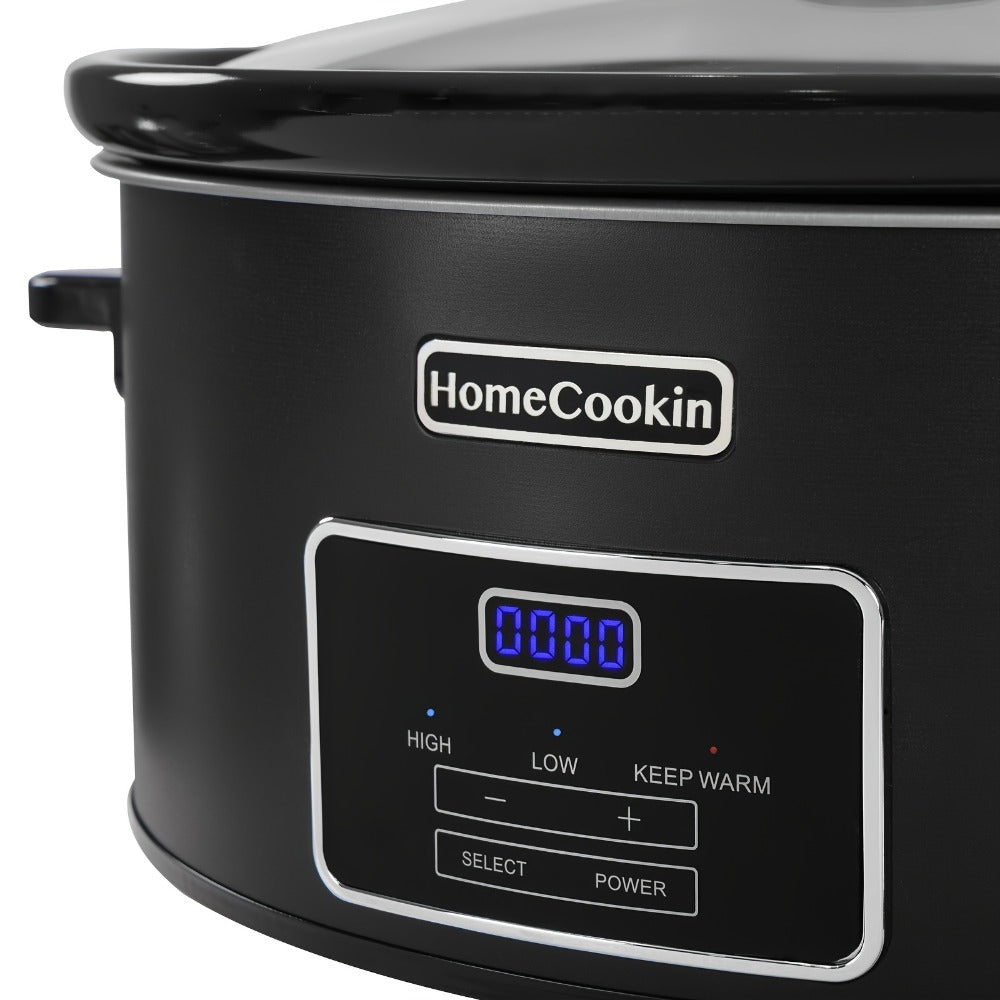 Digital Slow Cooker 6 & 7 Quart Programmable with Non-stick Ceramic Bowl, Countdown Timer & Keep Warm – Oval Glass Lid Crock Pot for Family Meals Soups Stews Holiday Cooking