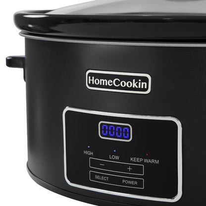 Digital Slow Cooker 6 & 7 Quart Programmable with Non-stick Ceramic Bowl, Countdown Timer & Keep Warm – Oval Glass Lid Crock Pot for Family Meals Soups Stews Holiday Cooking
