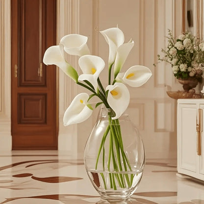 Eternal Lotus Flower Bouquet 20pcs – Horseshoe Lotus Artificial Flowers for Wedding Decoration, Home Floral Arrangements, Outdoor & Festival Decor – White, Black, Red & Orange (No Vase)