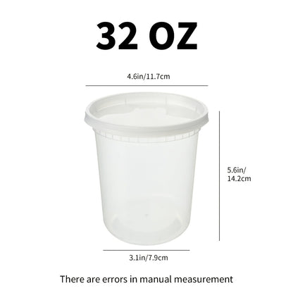 32oz Plastic Food Storage Containers with Lids 48 Sets Cups & Lids Meal Prep Containers Microwave Safe Portable