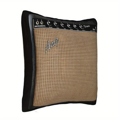 Throw Pillow Cover Guitar Amplifier Music Themed Decorative Cushion Case 18x18 Inch Zipper Polyester Machine Washable Gift for Guitarist Musician Living Room Bedroom Sofa Decor