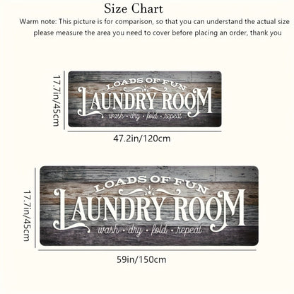 Non-Slip Laundry Room Mat Wood Grain Design - Heavy Duty Washable Rubber Backing Carpet | Rustic Dark Brown & Gray Kitchen Bathroom Rug | Durable Easy Clean Home Floor Mat in 2 Sizes